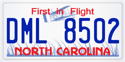 NC license plate DML8502