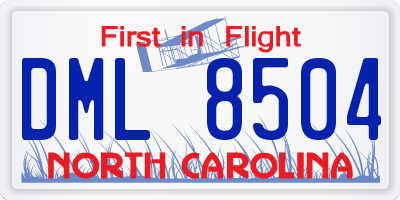 NC license plate DML8504