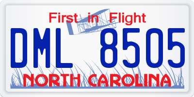 NC license plate DML8505