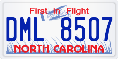 NC license plate DML8507