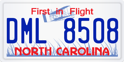 NC license plate DML8508