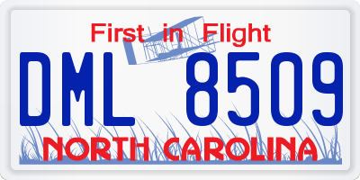 NC license plate DML8509