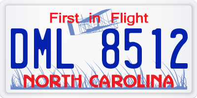 NC license plate DML8512