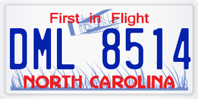 NC license plate DML8514