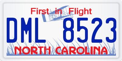 NC license plate DML8523