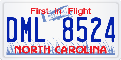 NC license plate DML8524