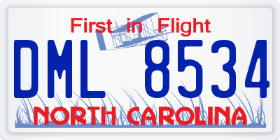 NC license plate DML8534