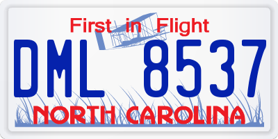 NC license plate DML8537