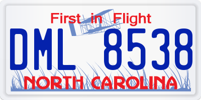 NC license plate DML8538