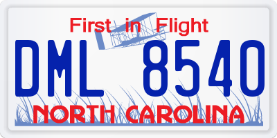 NC license plate DML8540