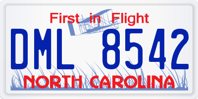 NC license plate DML8542