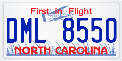 NC license plate DML8550