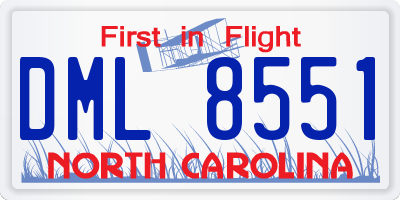 NC license plate DML8551