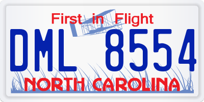 NC license plate DML8554