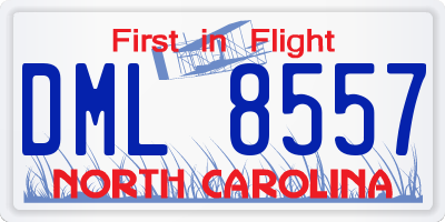 NC license plate DML8557