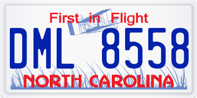 NC license plate DML8558