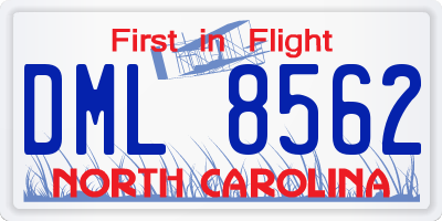 NC license plate DML8562