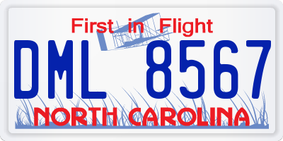 NC license plate DML8567