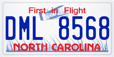 NC license plate DML8568