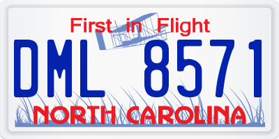 NC license plate DML8571