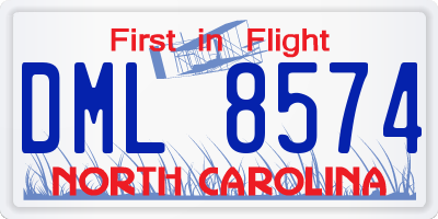 NC license plate DML8574