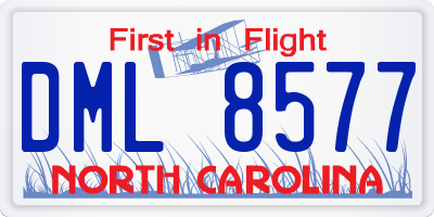 NC license plate DML8577