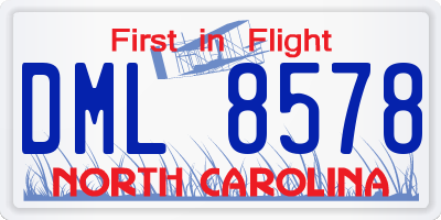 NC license plate DML8578