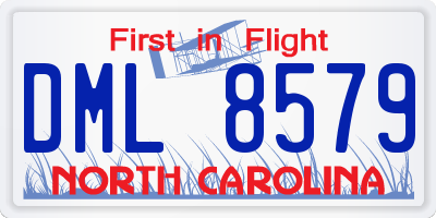 NC license plate DML8579