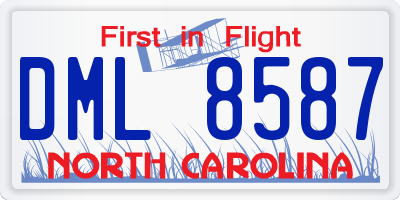 NC license plate DML8587