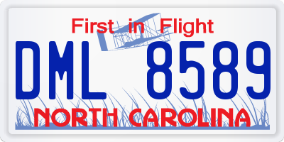 NC license plate DML8589