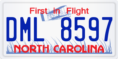 NC license plate DML8597