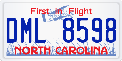 NC license plate DML8598