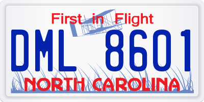 NC license plate DML8601