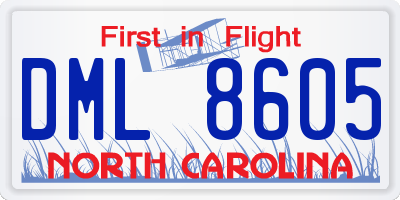 NC license plate DML8605