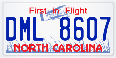 NC license plate DML8607