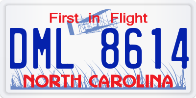 NC license plate DML8614
