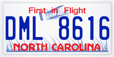 NC license plate DML8616