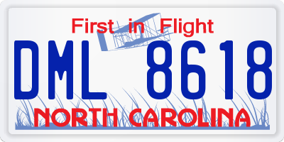 NC license plate DML8618
