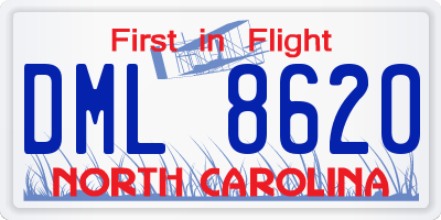 NC license plate DML8620