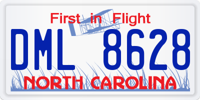 NC license plate DML8628
