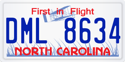 NC license plate DML8634