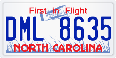 NC license plate DML8635