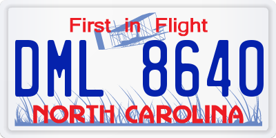 NC license plate DML8640