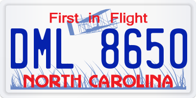 NC license plate DML8650