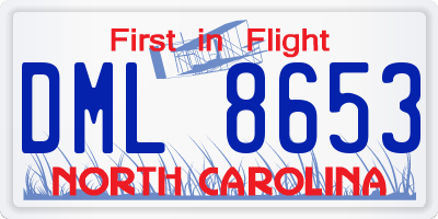 NC license plate DML8653