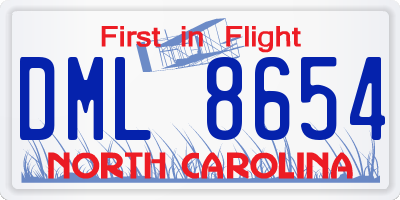 NC license plate DML8654