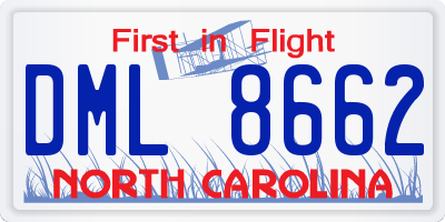 NC license plate DML8662