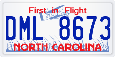 NC license plate DML8673