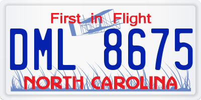 NC license plate DML8675