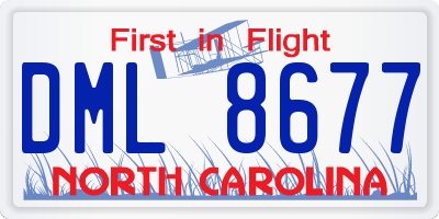 NC license plate DML8677